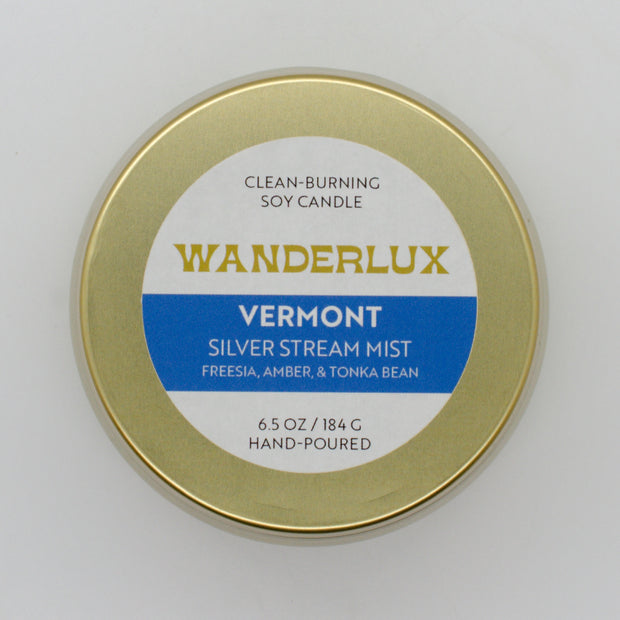 Wanderlux Vermont Silver Stream Mist 6.5 Ounce Soy Candle