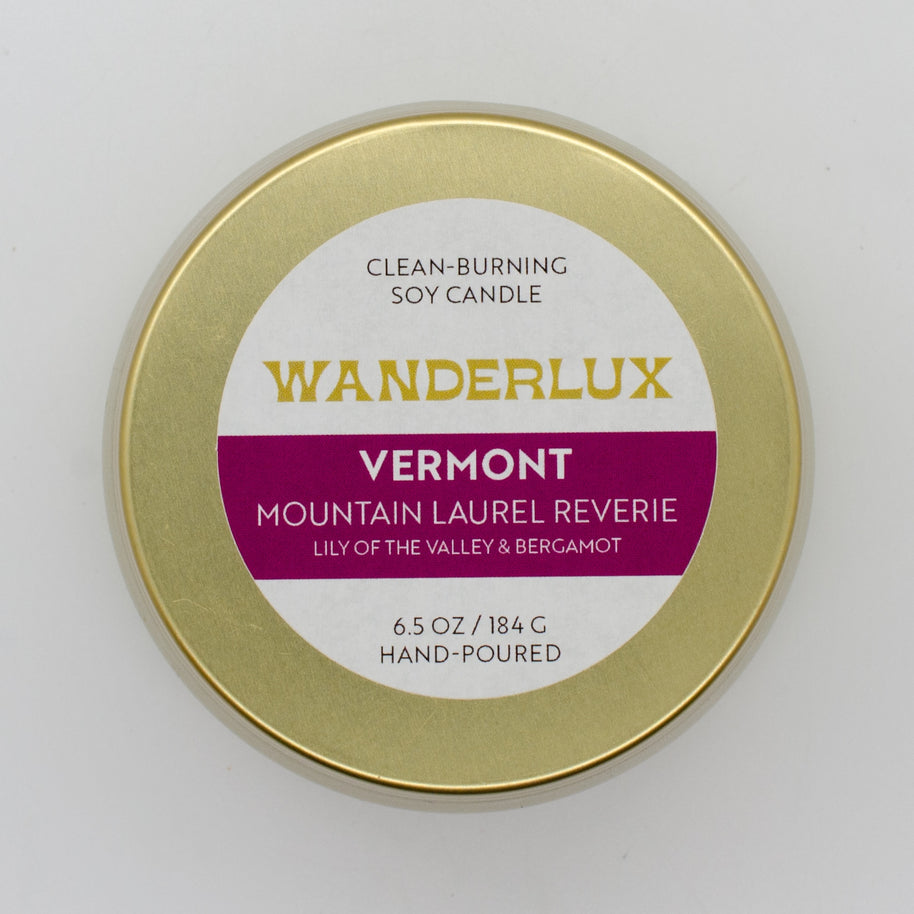 Wanderlux Vermont Mountain Laurel Reverie 6.5 Ounce Soy Candle