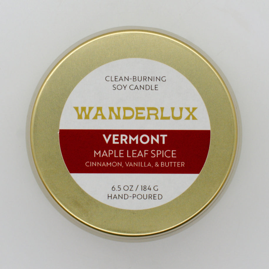 Wanderlux Vermont Maple Leaf Spice 6.5 Ounce Soy Candle
