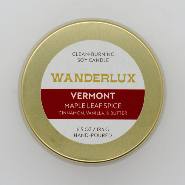Wanderlux Vermont Maple Leaf Spice 6.5 Ounce Soy Candle