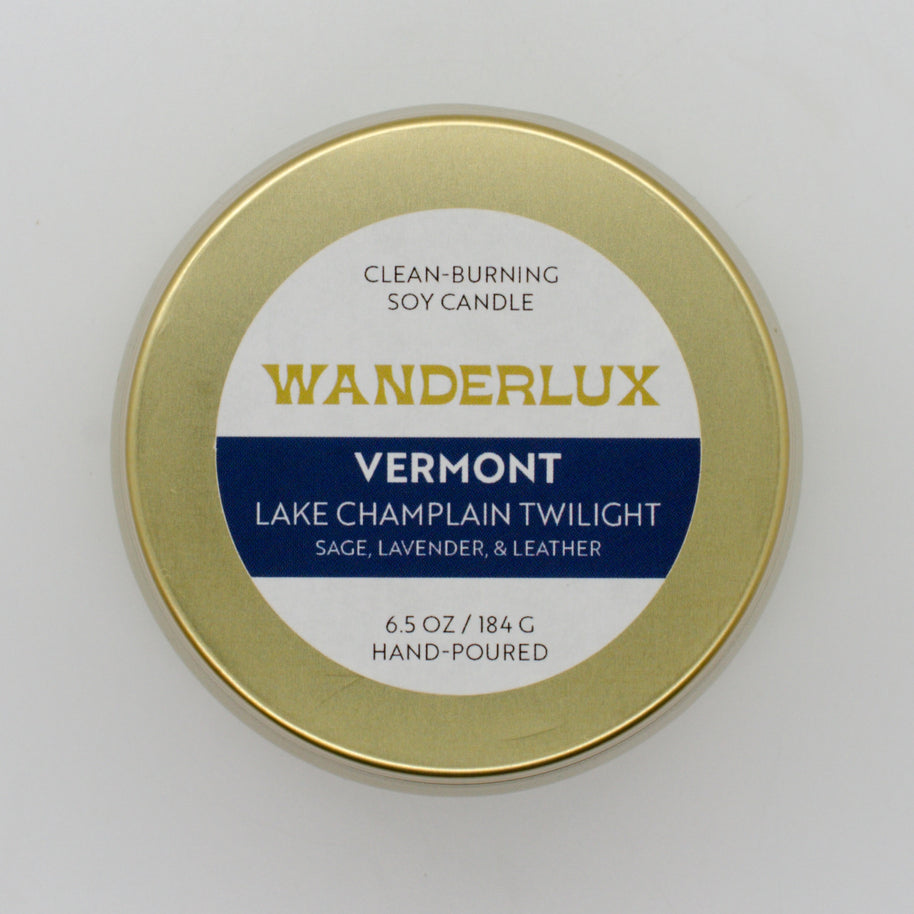 Wanderlux Vermont Lake Champlain Twilight 6.5 Ounce Soy Candle