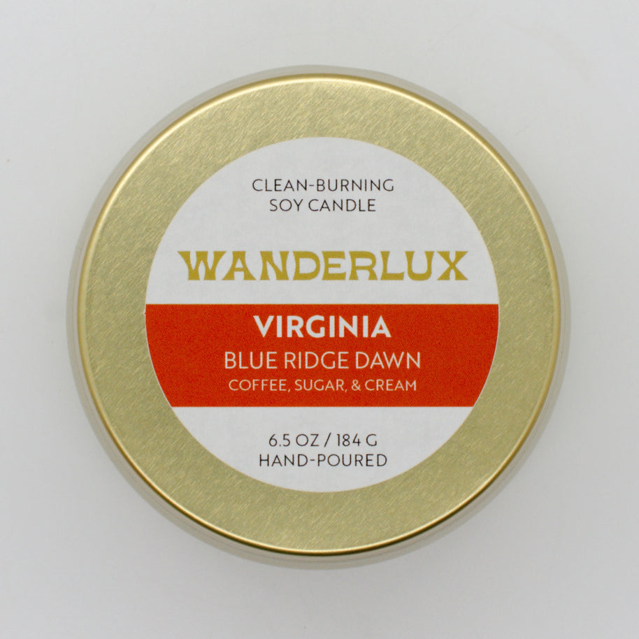 Wanderlux Virginia Blue Ridge Dawn 6.5 Ounce Soy Candle