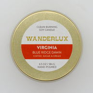 Wanderlux Virginia Blue Ridge Dawn 6.5 Ounce Soy Candle