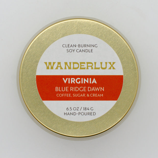 Wanderlux Virginia Blue Ridge Dawn 6.5 Ounce Soy Candle