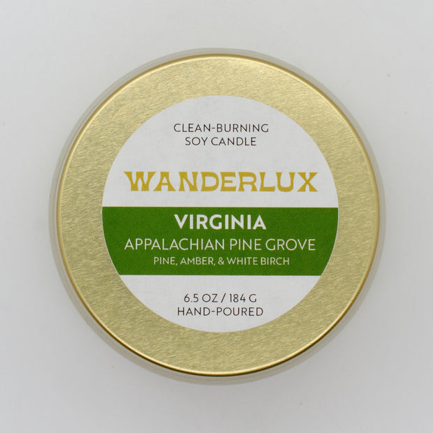 Wanderlux Virginia Appalachian Pine Grove 6.5 Ounce Soy Candle