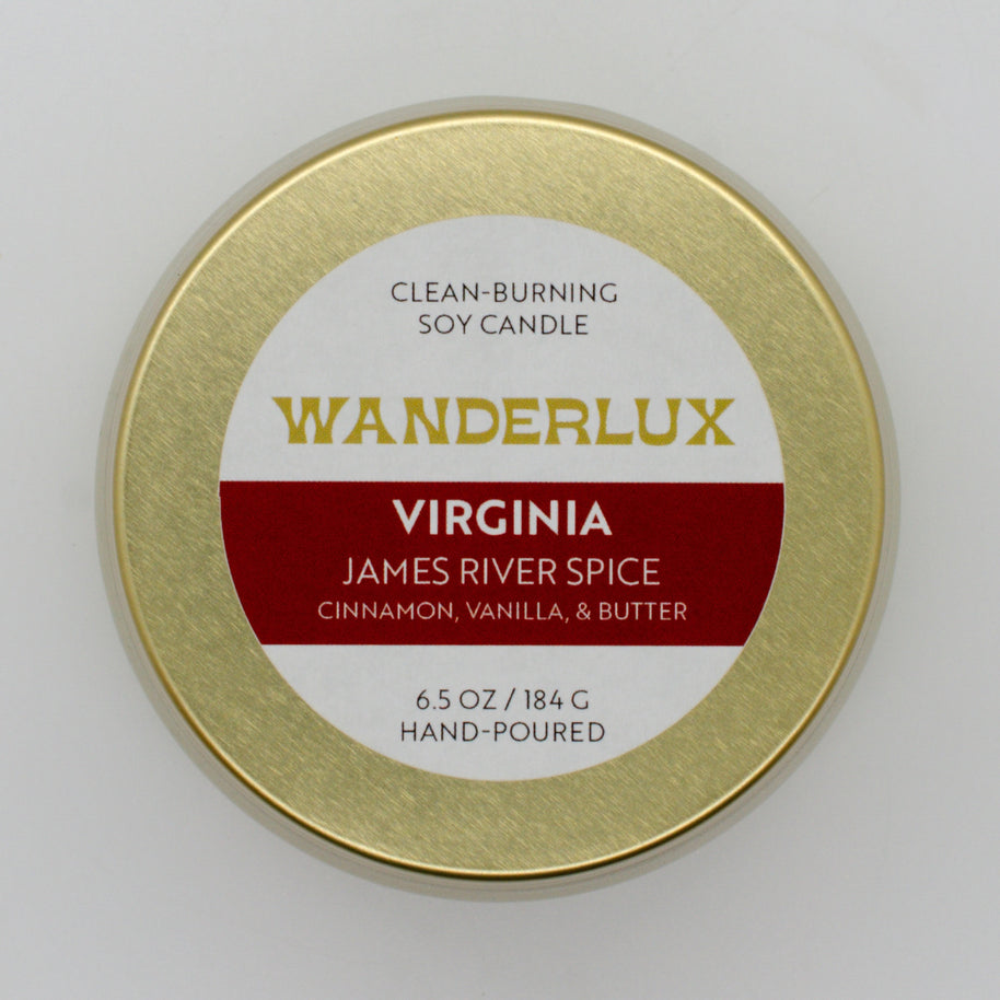 Wanderlux Virginia James River Spice 6.5 Ounce Soy Candle