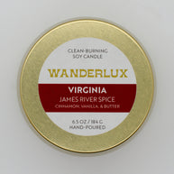 Wanderlux Virginia James River Spice 6.5 Ounce Soy Candle