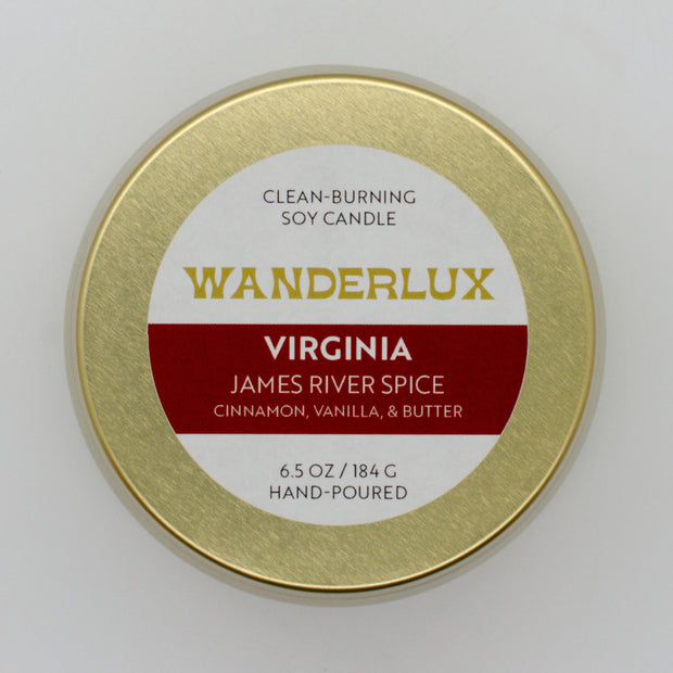 Wanderlux Virginia James River Spice 6.5 Ounce Soy Candle
