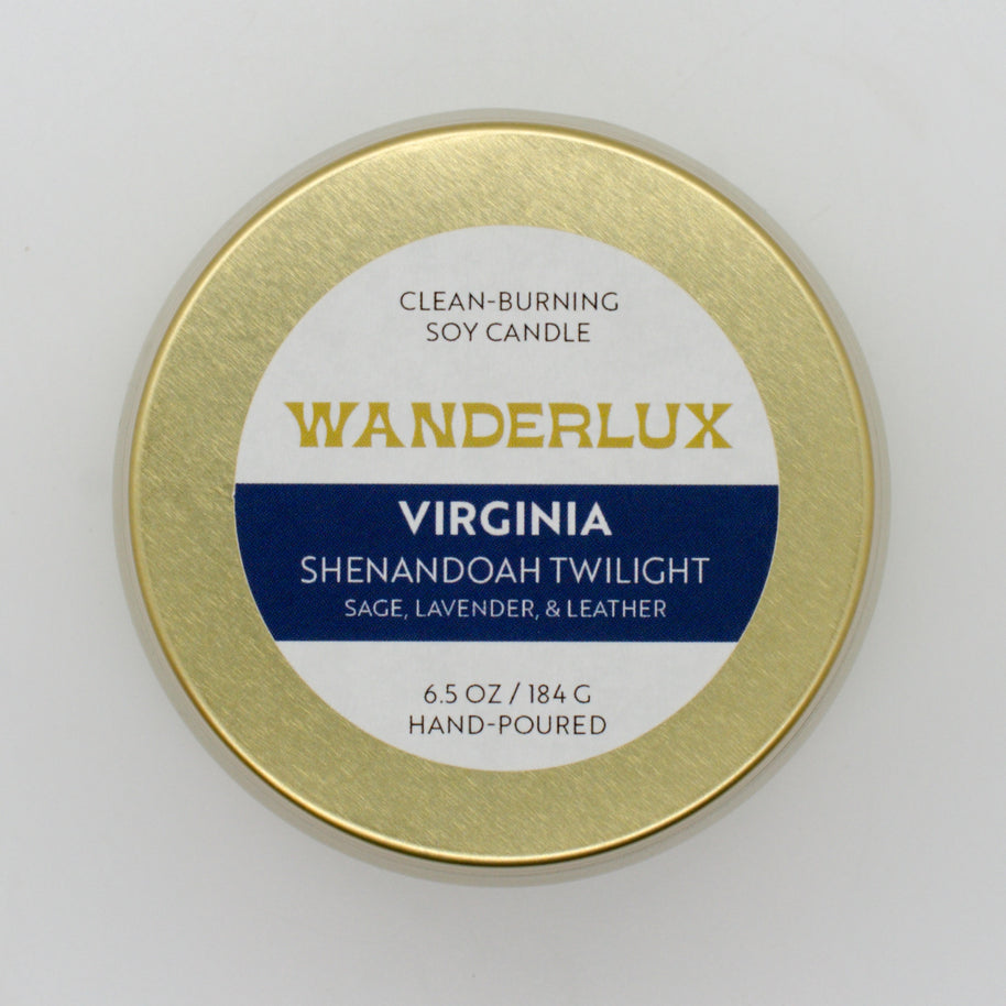 Wanderlux Virginia Shenandoah Twilight 6.5 Ounce Soy Candle