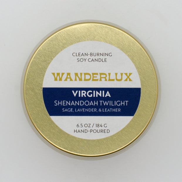 Wanderlux Virginia Shenandoah Twilight 6.5 Ounce Soy Candle