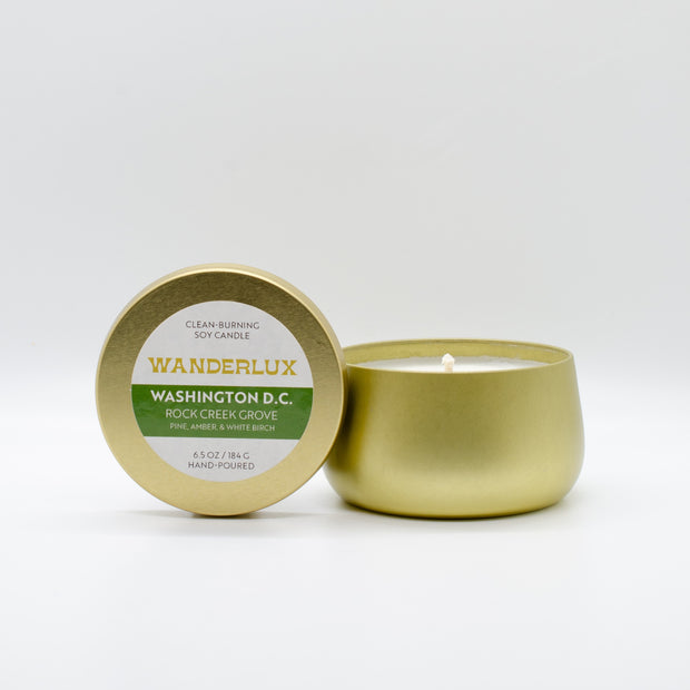 Wanderlux Washington D.C. Rock Creek Grove 6.5 Ounce Soy Candle