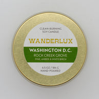 Wanderlux Washington D.C. Rock Creek Grove 6.5 Ounce Soy Candle