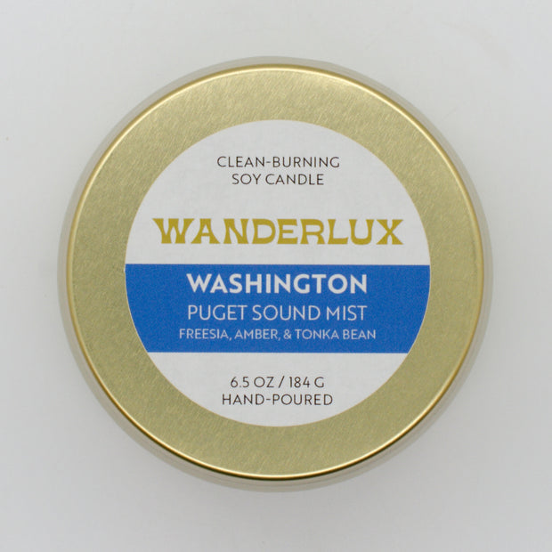 Wanderlux Washington Puget Sound Mist 6.5 Ounce Soy Candle