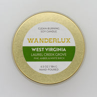 Wanderlux West Virginia Laurel Creek Grove 6.5 Ounce Soy Candle