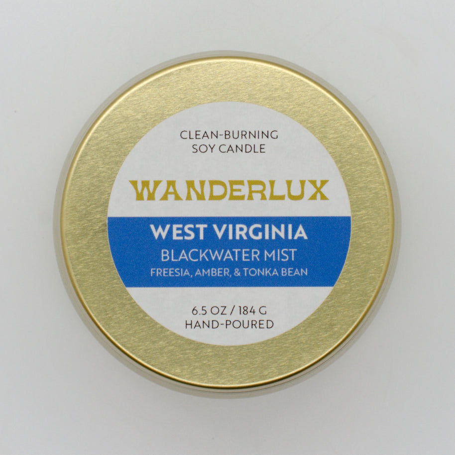 Wanderlux West Virginia Blackwater Mist 6.5 Ounce Soy Candle
