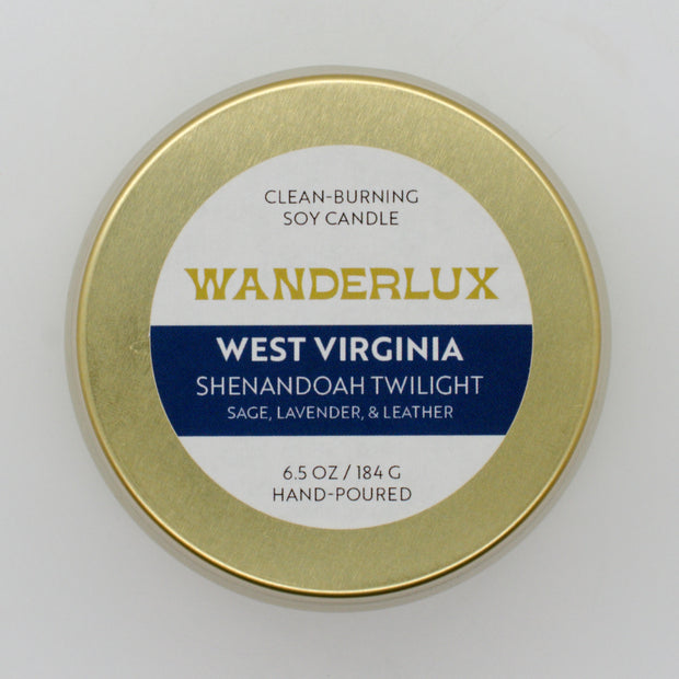 Wanderlux West Virginia Shenandoah Twilight 6.5 Ounce Soy Candle