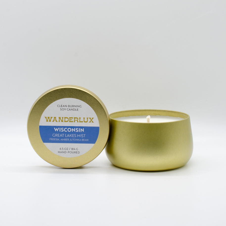 Wanderlux Wisconsin Great Lakes Mist 6.5 Ounce Soy Candle