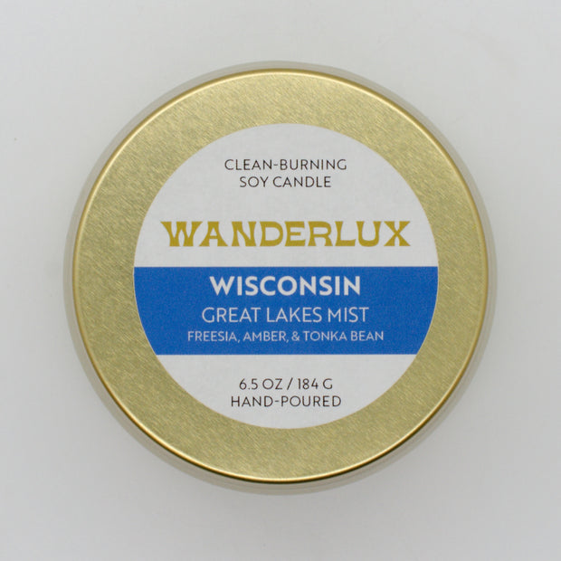 Wanderlux Wisconsin Great Lakes Mist 6.5 Ounce Soy Candle