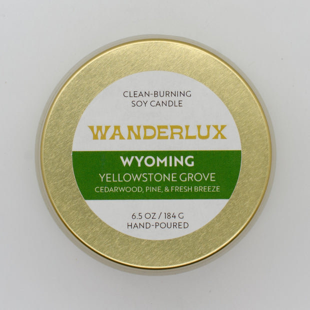 Wanderlux Wyoming Yellowstone Grove 6.5 Ounce Soy Candle