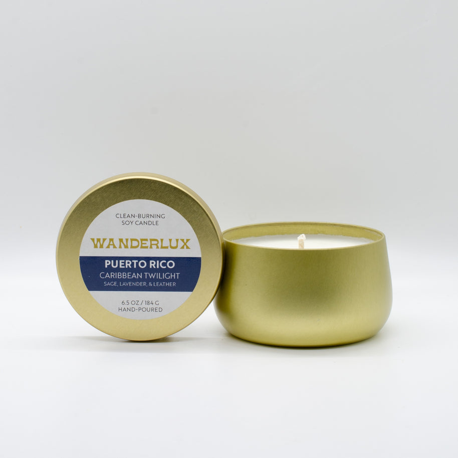 Wanderlux Puerto Rico Caribbean Twilight 6.5 Ounce Soy Candle