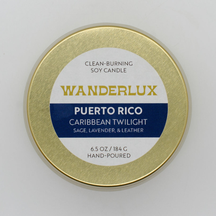 Wanderlux Puerto Rico Caribbean Twilight 6.5 Ounce Soy Candle